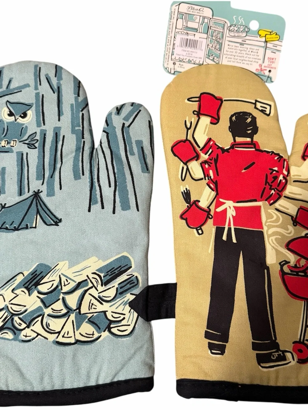 Blue Q “Naughty” Oven Mitt Set of 2 Funny Retro BBQ Camping Kitchen Mitts